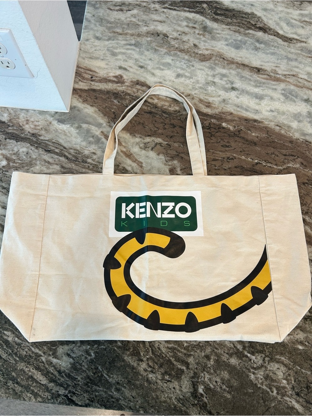 Kenzo Kids Canvas large Tote with cartoon tiger tail has some scuffs GUC
